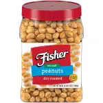 Fisher Sea Salt Dry Roasted Peanuts | Crunchy Golden Roasted Snack Nuts