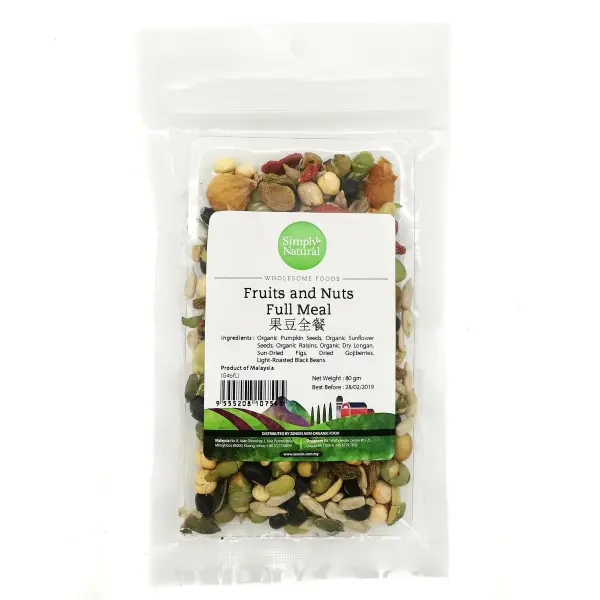 Simply Natural Fruits & Nuts Full Meal | Healthy Organic Snack Mix 80g